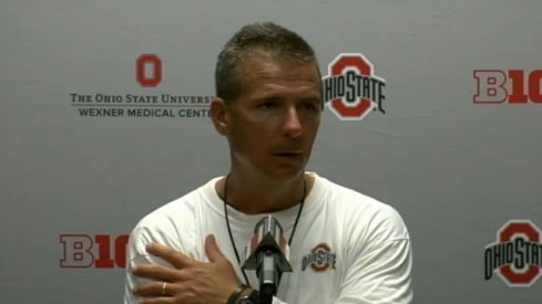 Urban Meyer speaks to reporters at his first weekly press conference of the 2014 season.