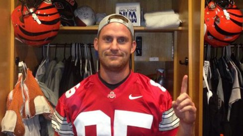 Kevin Huber rocking Mike Nugent's old Ohio State jersey.