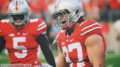 Freshman Raekwon McMillan and sophomore Joey Bosa celebrate being bad ass