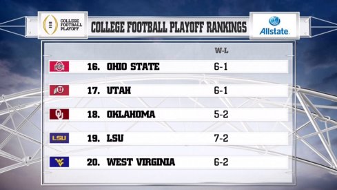 Ohio State is 16th in the intial College Football Playoff Rankings