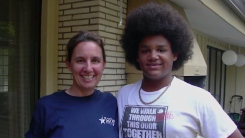 Ohio State defensive tackle Michael Bennett rocking an impressive afro