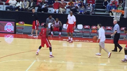 Ohio State basketball assistant and former Duke star Greg Paulus ran the point during open practice today. 