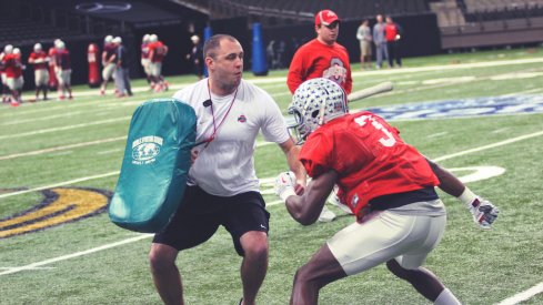 Michael Thomas runs through a drill.