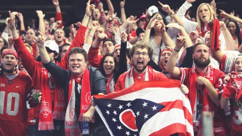 Ohio State fans going nuts at the Sugar Bowl after the Buckeyes jumped out in front of Alabama in the 3rd quarter.