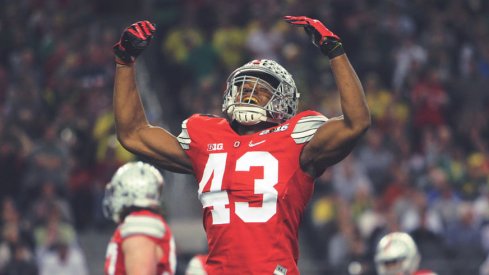 Darron Lee celebrates the ending of the National Championship
