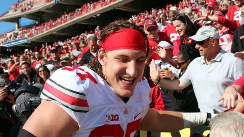 Joey Bosa celebrates the win. 