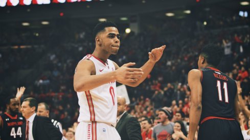 D'Angelo Russell fired up after a bucket.