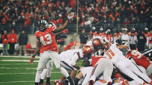 Darron Lee celebrates after a fumble recovery. 