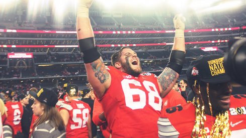 Taylor Decker celebrates. 