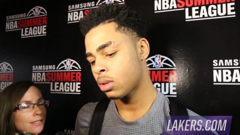 D'Angelo Russell speaks with the media in Las Vegas