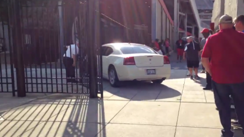 Cardale Jones and Tyvis Powell arriving at the Shoe.