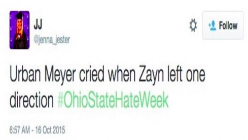 Urban Meyer cried when Zayn left One Direction. #OhioStateHateWeek