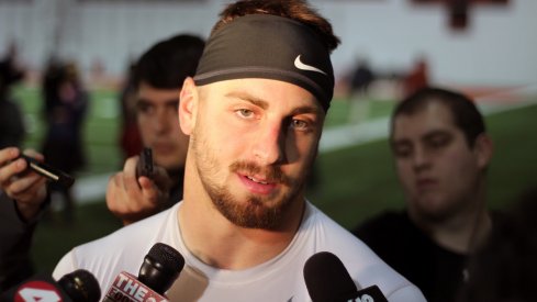 Ohio State tight end Nick Vannett meets with the media.