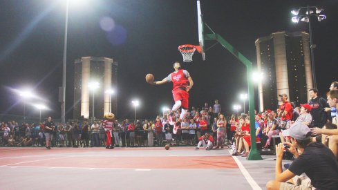 Trevor Thompson soars on the courts by Morrill and Lincoln Towers