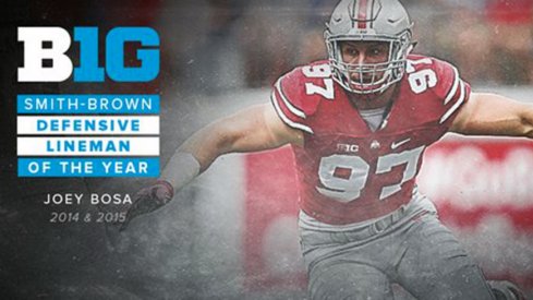 Joey Bosa earned top Big Ten defensive lineman honors for the second straight season Monday.