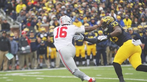 J.T. Barrett rolling out on Michigan.