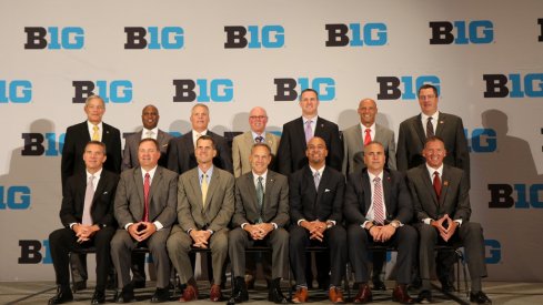 Big Ten coaches pose for a photo at the league's media day in August.