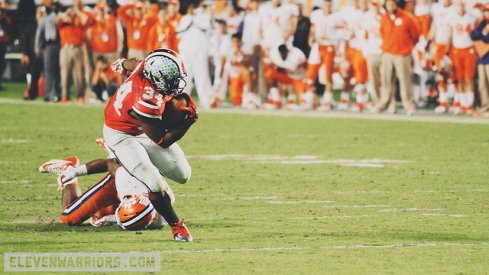 Carlos Hyde rumbling and stumbling to the endzone. 