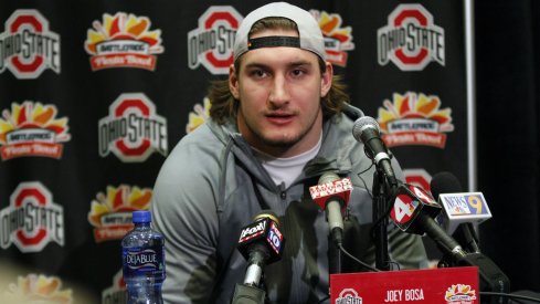 Joey Bosa meets with the media at the Fiesta Bowl.