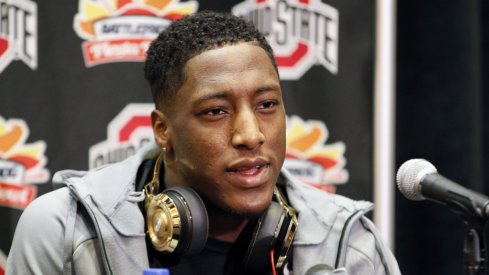 Michael Thomas meets with the media at the Fiesta Bowl.
