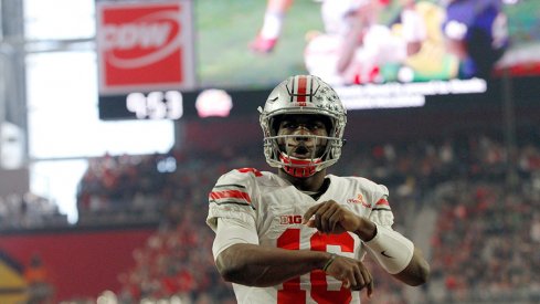 J.T. Barrett celebrates a touchdown vs. Notre Dame.