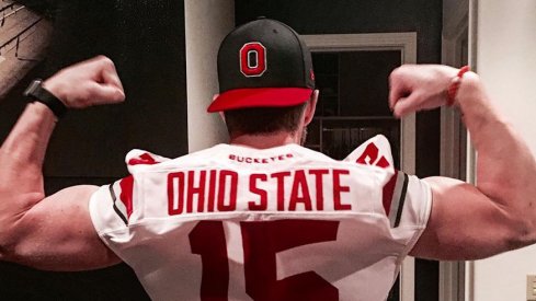 League MVP Bryce Harper of the Washington Nationals rocking an Ohio State jersey.