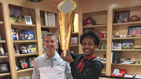 Jaelen Gill with the 2015 National Championship trophy.