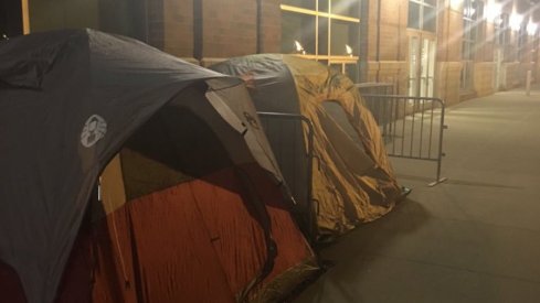 Tents in 'Mattaritaville' on Monday night.