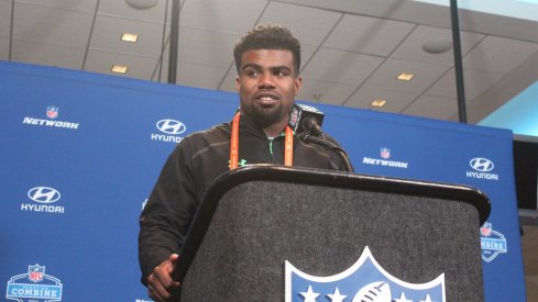 Ezekiel Elliott at the NFL Combine Thursday.