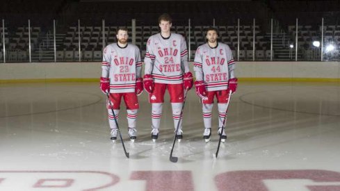 Ohio State Hockey prepares to honor seniors Tyler Lundey, Craig Dalrymple, and Anthony Greco.