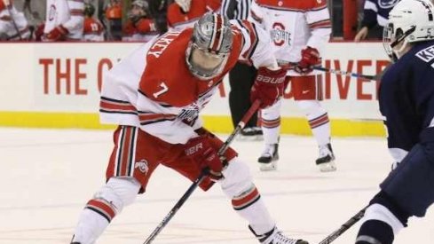 Ohio State's Nick Schilkey controls the puck. 