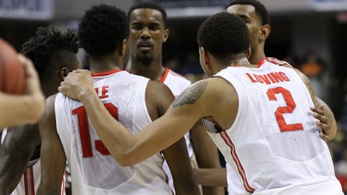 Ohio State huddles Thursday night against Penn State.