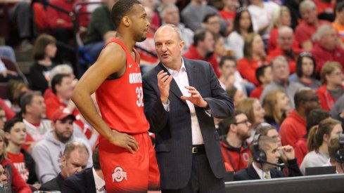 Thad Matta instructs Trevor Thompson