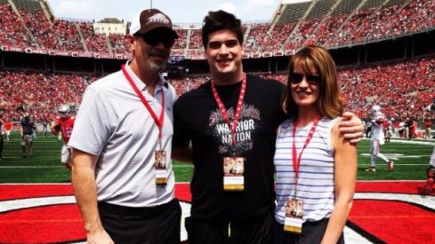 Jack Wohlabaugh with family at Ohio State for its 2015 spring game