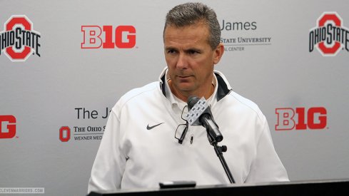 Urban Meyer updates the media March 29 after Ohio State's sixth spring practice.