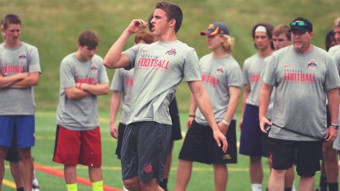 Drue Chrisman punts at an Ohio State football camp.