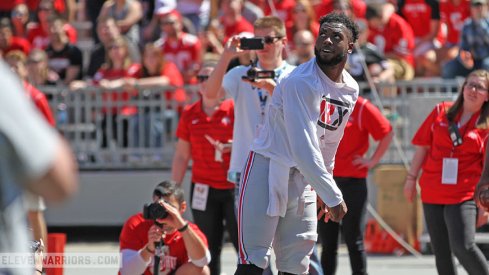 JT Barrett taking part in the halftime activities.