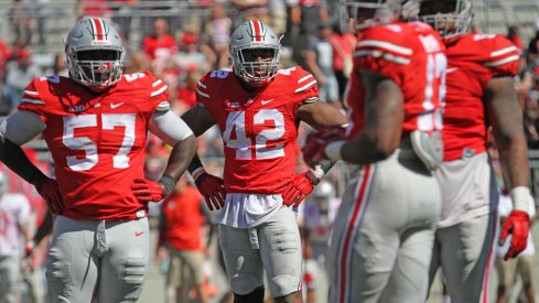 Ohio State's defensive line during Saturday's spring game.