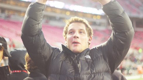 Nick Bosa plays to the crowd pregame at Ohio State in 2015.