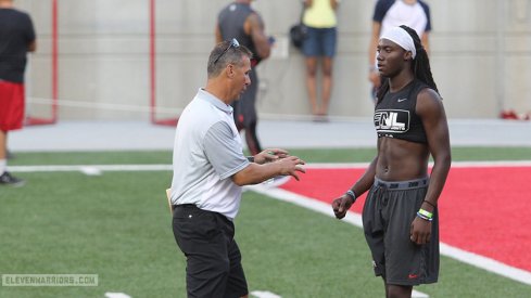 Urban Meyer chats with 2018 quarterback prospect Emory Jones.