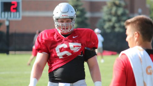 Pat Elflein at Ohio State's third day of fall camp. 