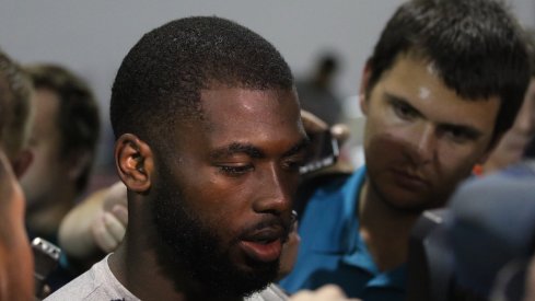 Ohio State QB J.T. Barrett meets with the media. 