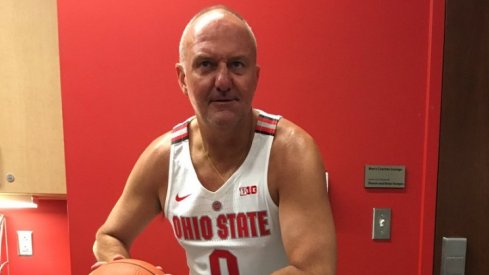 Thad Matta models Ohio State's newest jersey.