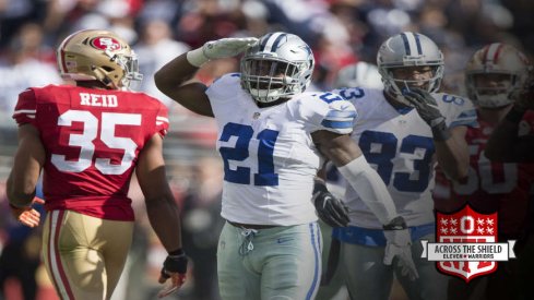 Ezekiel Elliott leads the NFL in rushing.