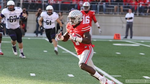 Curtis Samuel carries the ball against Northwestern. 