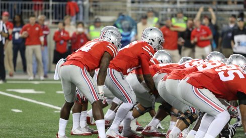 J.T. Barrett takes a knee against Northwestern. 