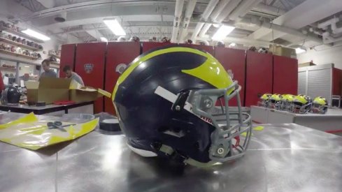Ohio State Helmet turned into a Michigan helmet.