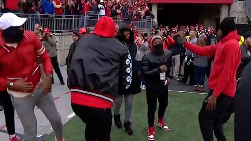 LeBron James and the Cavs dance after Malik Hooker returned an interception for a touchdown.