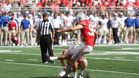 Ohio State kicker Tyler Durbin hits a field goal earlier this season. 