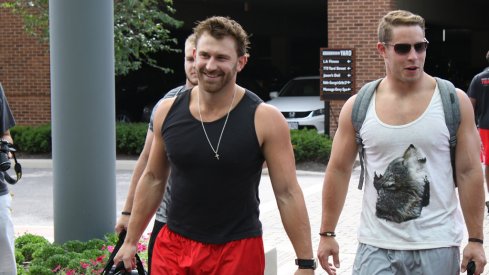 Craig Fada and Joe Burger check in to Ohio State fall camp. 